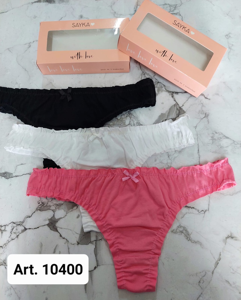 PACK X3 COLALES DE ALGODÓN Y LYCRA LISAS FRU FRU