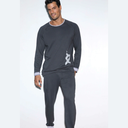 DESCUENTO 10% LIQUIDACION DE TEMPORADA! INV. PIJAMA DE HOMBRE MANGA LARGA DE ALGODÓN LISO CON TIRAS TEJIDAS