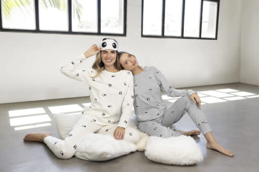DESCUENTO 10% LIQUIDACION DE TEMPORADA! INV. PIJAMA DE DAMA MANGA LARGA DE ALGODÓN ESTAMPADO "PANDA"