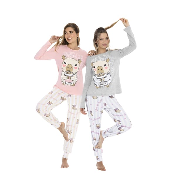 DESCUENTO 10% LIQUIDACION DE TEMPORADA! INV. PIJAMA MANGA LARGA DE JERSEY ESTAMPADO "CAPIBARA"