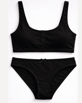 CONJUNTO TEENS LISO DE ALGODÓN Y LYCRA CON BRETELES ANCHOS Y VEDETINA CON TAZA DESMONTABLE