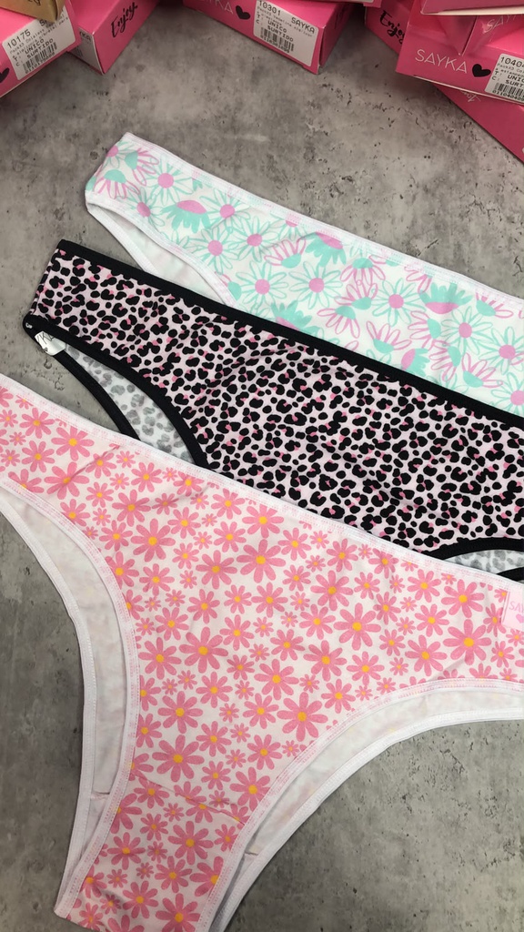 PACK X3 VEDETINA MAX DE ALGODÓN Y LYCRA ESTAMPADA