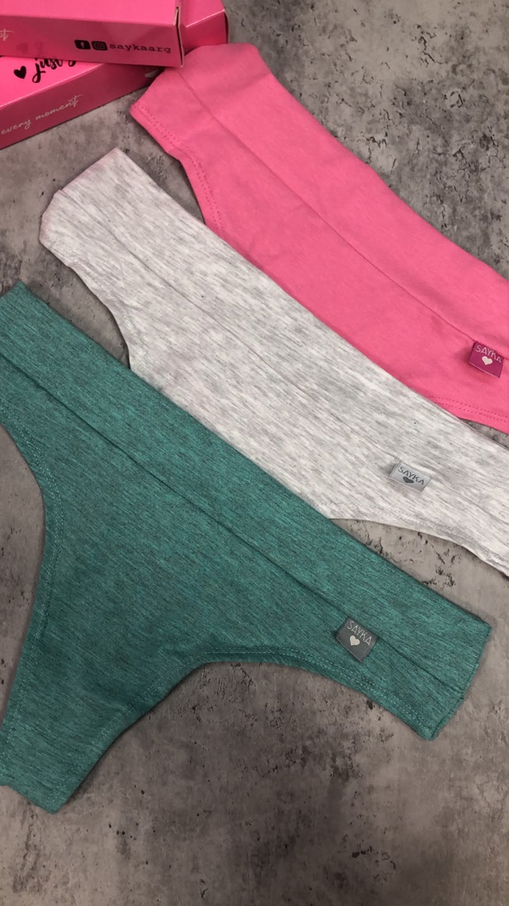 PACK X3 COLALES DE ALGODÓN Y LYCRA C/CINTURA Y DOBLADILLO