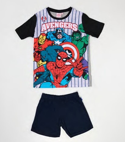 VER. PIJAMA REMERA Y SHORT ESTAMPADO DE ALGODÓN "AVENGERS"