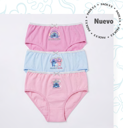 VER. PREMIUM PACK X3 BOMBACHA DE ALGODÓN "STITCH"