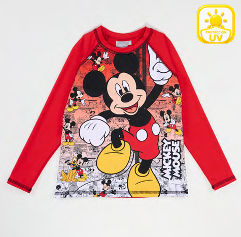 VER. REMERA CON PROTECCION UV DE MICROFIBRA SUBLIMADA "MICKEY"