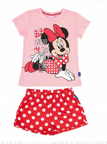 VER. PIJAMA DE ALGODÓN ESTAMPADO CON EFECTO METALIZADO Y SHORT DE MODAL SUBLIMADO "MINNIE"