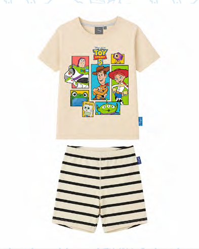 VER. PIJAMA DE ALGODÓN CON ESTAMPA Y SHORT RAYADO "TOY STORY"