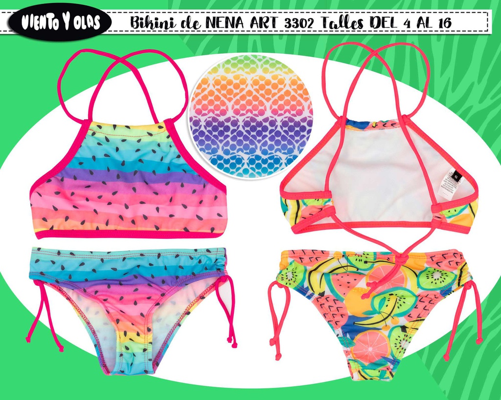 MALLA BIKNI NENA ESTAMPADO FRUTAS Y CORAZONES. 