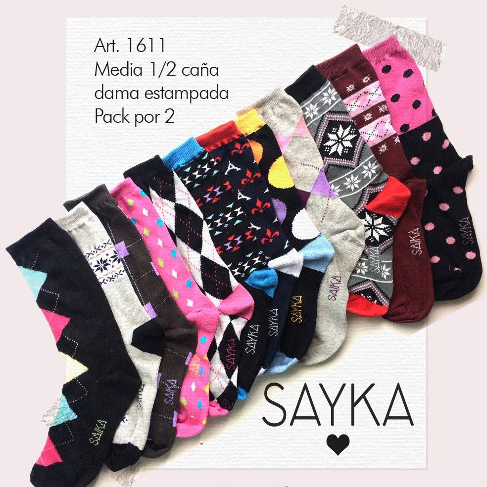 PACK X 2 MEDIA 1/2 CAÑA MUJER ESTAMPADO