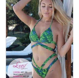 [NAIF391] BLACK! -15% OFF !! - MALLA COLALES ESTAMPADA DOBLE TIRA