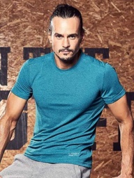 [LOD46] LODY SPORT REMERA HOMBRE MANGA CORTA DE MICROFIBRA Y LYCRA MELANGE CON LOGO REFLEX