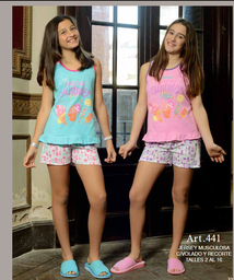 [PIA441] VER. NENA PIJAMA  JERSEY MUSCULOSA C/VOLADO Y RECORTE VERANO