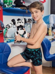 [LM627] BOXER NIÑOS DE ALG LYCRA ESTAMPADO ROBOTS 