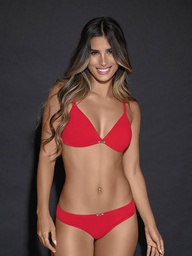 [LARA4650] CONJUNTO TRIANGULO SIN PUSH UP EN ALGODON LYCRA LISO. COLA LESS