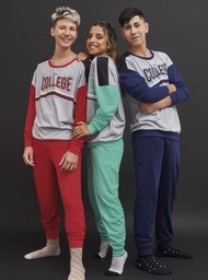 [MKP4115] LIQUIDACION ! - INV. PIJAMA CONJUNTO  TEEN JER.MGA.LGA.OVERSIZE C/EST.REC.&quot;COLLEGE&quot;