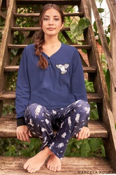 [MKP4163]  INV. CONJUNTO PIJAMA JERSEY MANGAS LARGAS  C/BORD.Y PUÑ.Y PANT.EST."LOVEBIRD"