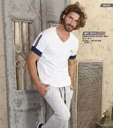 [SHE52033] VER. REMERA MANGAS CORTAS HOMBRE LISA ALGODON CON DETALLE EN NEGRO