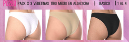 [TRE280] PACK X3 VEDETINAS TIRO MEDIO DE ALGODON Y LYCRA