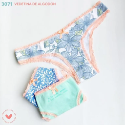 [VTG3071] PACK X3 VEDETINA DE ALGODÓN Y LYCRA CON ELASTICO FANTASIA EN CINTURA Y PIERNAS