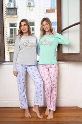 [LEN25356]  INV. PIJAMA DE JERSEY ESTAMPADO "PERRITOS"