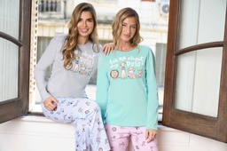 [LEN25356/E]  INV. PIJAMA DE JERSEY ESTAMPADO "PERRITOS"
