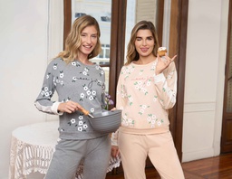 [LEN25361]  INV. PIJAMA REMERA ESTAMPADA Y PANTALON LISO "FLORES"