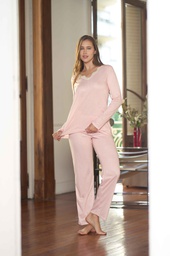 [LEN25371/E] LIQUIDACION ! - INV. PIJAMA DE JERSEY CON PUNTILLA