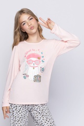 [SP11737] INV. PIJAMA NENA DE ALGODON REMERA CON ESTAMPA LOCALIZADA Y PANTALON PRINT