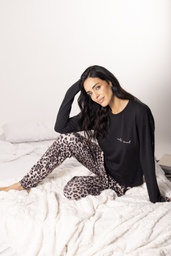 [ANDP9040] INV. PIJAMA CAMISETA LISA Y PANTALON ANIMAL PRINT