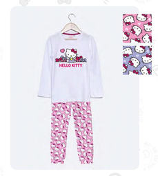 [DIS84009]  INV. PIJAMA DE ALGODÓN Y MODAL ESTAMPADO "KITTY"