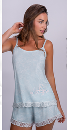 [SP11774] VER. PIJAMA BRETEL FINO Y SHORT ESTAMPADO CON PUNTILLA