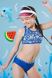 [ELE2610] VER. MALLA BIKINI TOP ESTAMPADO Y BOMBIS LISA