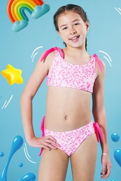 [ELE2618] OFF - 15% !! VER. MALLA BIKINI ESTAMPADA CON DETALLE DE MOÑOS LISOS "ANIMAL PRINT"