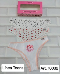 [SAY10032] PACK X3 VEDETINA JUVENIL DE ALGODÓN Y LYCRA ESTAMPADA