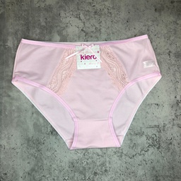 [KROS3994] ROSA TIRO CORTO DE ALGODÓN Y LYCRA CON PUNTILLA