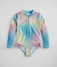 [POS43426] VER. MALLA ENTERA MANGAS LARGAS CON CIERRE Y VOLADOS TORNASOLADO BRILLANTE