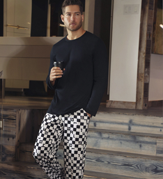 [LODP12001] DESCUENTO 10% LIQUIDACION DE TEMPORADA! INV. PIJAMA DE HOMBRE CAMISETA LISA Y PANTALON ESTAMPADO