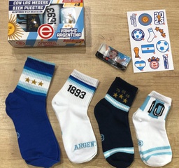 [ELE400BOX] BOX DE MEDIAS 1/3 MUNDIAL FAMILIAR X4 (Kit de maquillaje y stickers)