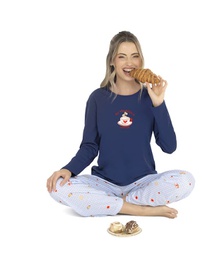 [LEN26311] INV. PIJAMA DAMA MANGAS LARGAS DE ALGODÓN Y PANTALON SUBLIMADO "COFFEE"