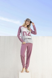 [LEN26316/E] INV. PIJAMA MANGA LARGA DE JERSEY REMERA ESTAMPADA Y PANTALON LISO