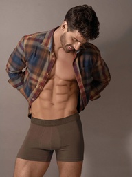 [BAK2124] BOXER DE ALGODÓN Y LYCRA LISO CON ELASTICO SOBRE RELIEVE AL TONO