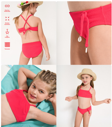 [ELE2718] VER. MALLA BIKINI NENA TOP TEXTURADO LISA CON DIJE EN BOMBACHA