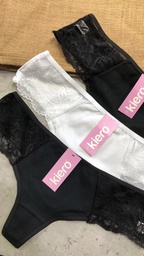[KIE20227] PACK X3 CULOTELESS DE ALGODÓN Y LYCRA LISA CON RECORTES DE PUNTILLA