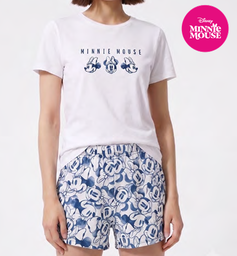 [DIS75012] VER. PIJAMA MUJER REMERA DE ALGODÓN Y SHORT DE JERSEY ESTAMPADO "MINNIE"