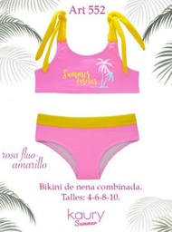 [KAUSM552] ART PROMO BIKINI NENA CON TIRAS REGULABLES DE TRICOT LISO Y ESTAMPA