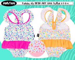 [VYO3203] MALLA ENTERA BEBE ESTAMPADO CORAZONES. 